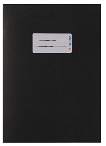 HERMA 7088 Heftumschläge A5 Papier Schwarz, 10 Stück, Hefthüllen mit Beschriftungsfeld aus extrem kräftigen Papier & satten Farben, Heftschoner Set für Schulhefte, farbig von HERMA