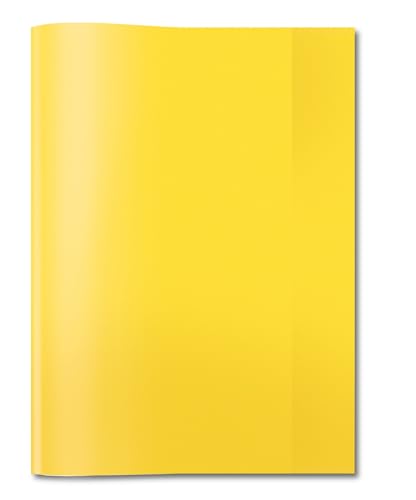 HERMA 7481 Heftumschlag A5 Transparent Gelb, Hefthülle aus strapazierfähiger & abwischbarer Polypropylen-Folie, durchsichtige Heftschoner für Schulhefte, farbig von HERMA