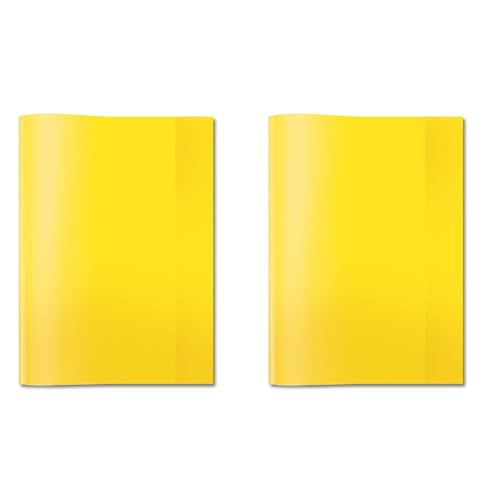 HERMA 7491 Heftumschlag A4 Transparent Gelb, Hefthülle aus strapazierfähiger & abwischbarer Polypropylen-Folie, durchsichtige Heftschoner für Schulhefte, farbig (Packung mit 2) von HERMA