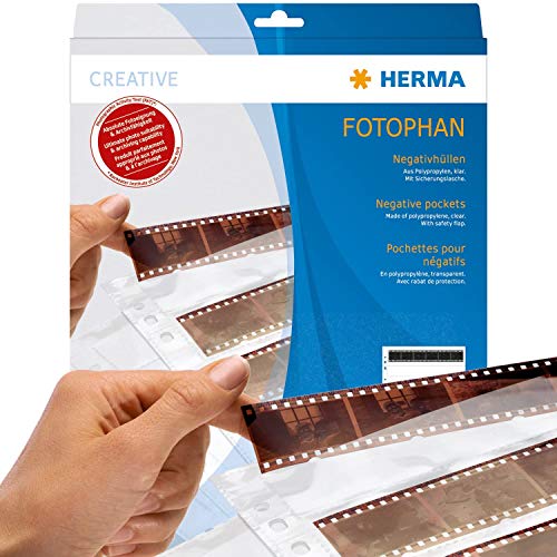 HERMA 7769 Negativhüllen Mittelformat für Ordner, 100 Stück je 4 Mittelformatnegativ Streifen, Negativarchivierungshüllen für Mittelformate mit Eurolochung und Sicherheitslasche, transparent HERMA 7769 Negativhüllen Mittelformat für Ordner, 100 Stück je 4 Mittelformatnegativ Streifen, Negativarchivierungshüllen für Mittelformate mit Eurolochung und Sicherheitslasche, transparent von HERMA