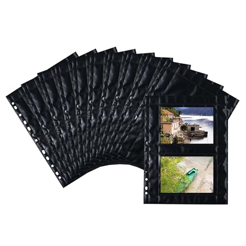 HERMA 7786 Fotohüllen für Ordner, 10 Stück, 10x15 cm quer, 2 Fächer geteilt, beidseitig bestückbare Fotophan Fotosichthüllen Sammelhüllen Postkartenhüllen Prospekthüllen mit Eurolochung, schwarz HERMA 7786 Fotohüllen für Ordner, 10 Stück, 10x15 cm quer, 2 Fächer geteilt, beidseitig bestückbare Fotophan Fotosichthüllen Sammelhüllen Postkartenhüllen Prospekthüllen mit Eurolochung, schwarz von HERMA