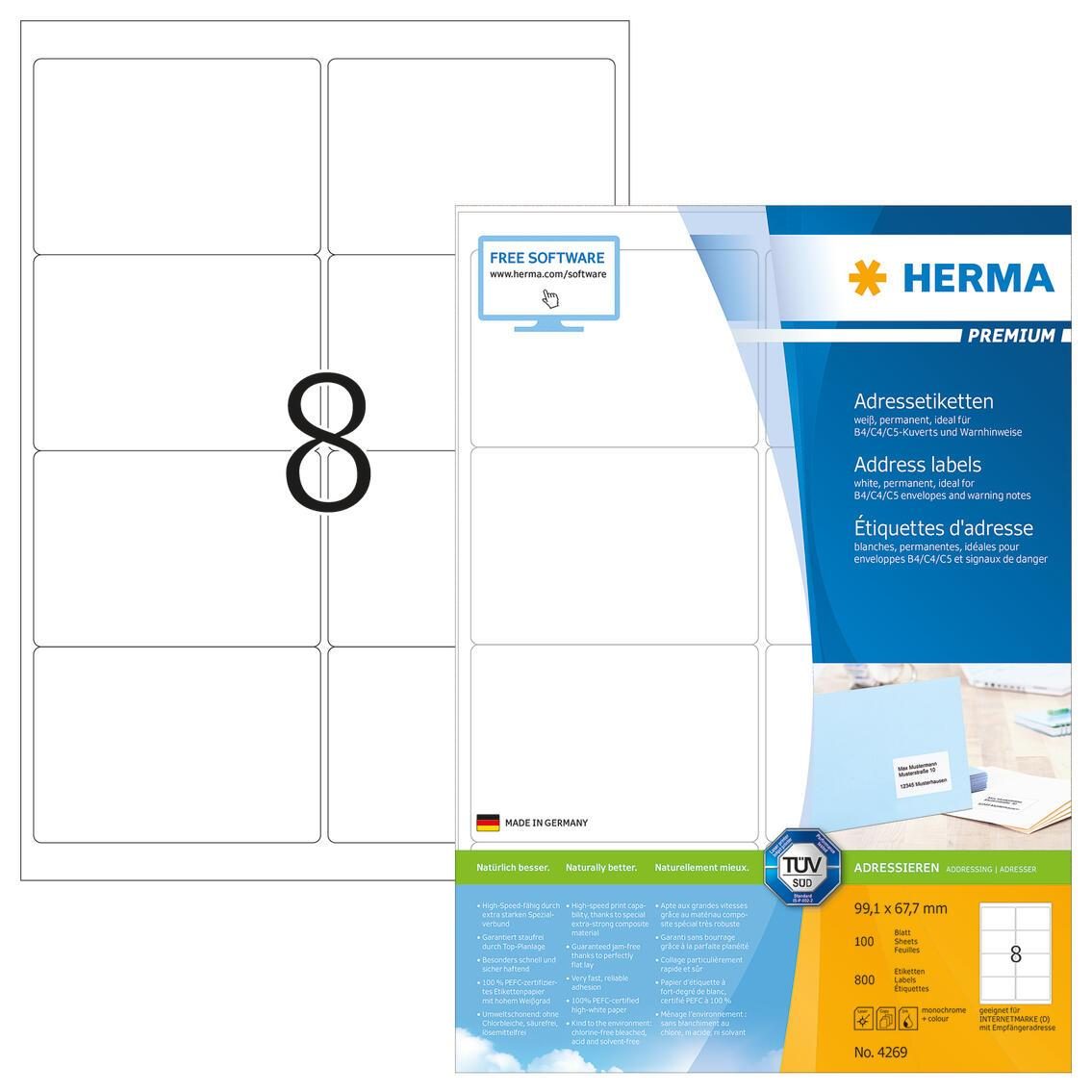 HERMA Adressetiketten 4269 weiß 99,1 x 67,7 mm HERMA Adressetiketten 4269 weiß 99,1 x 67,7 mm von HERMA