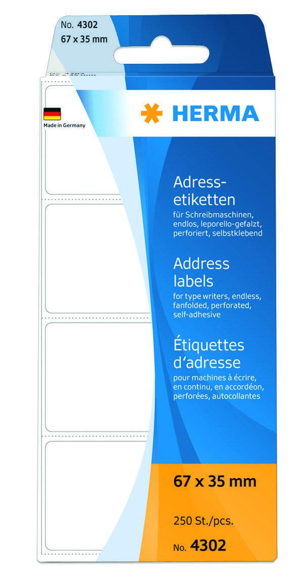 HERMA Adress-Etiketten Adress-Etiketten 67x35 250St 67,0 x 35,0 mm weiß von HERMA