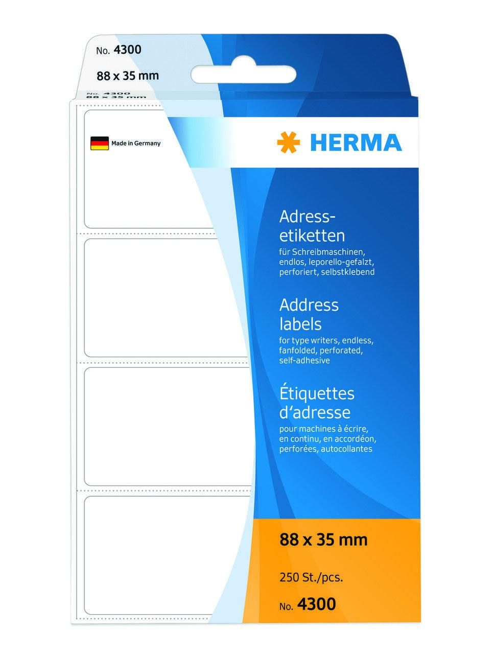 HERMA Adress-Etiketten Adress-Etiketten 88x35 250St 88,0 x 35,0 mm weiß von HERMA