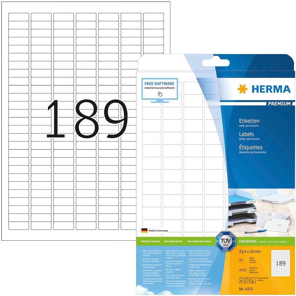 HERMA Etiketten 4333 weiß 25,4 x 10,0 mm - 4.725 Stück von HERMA