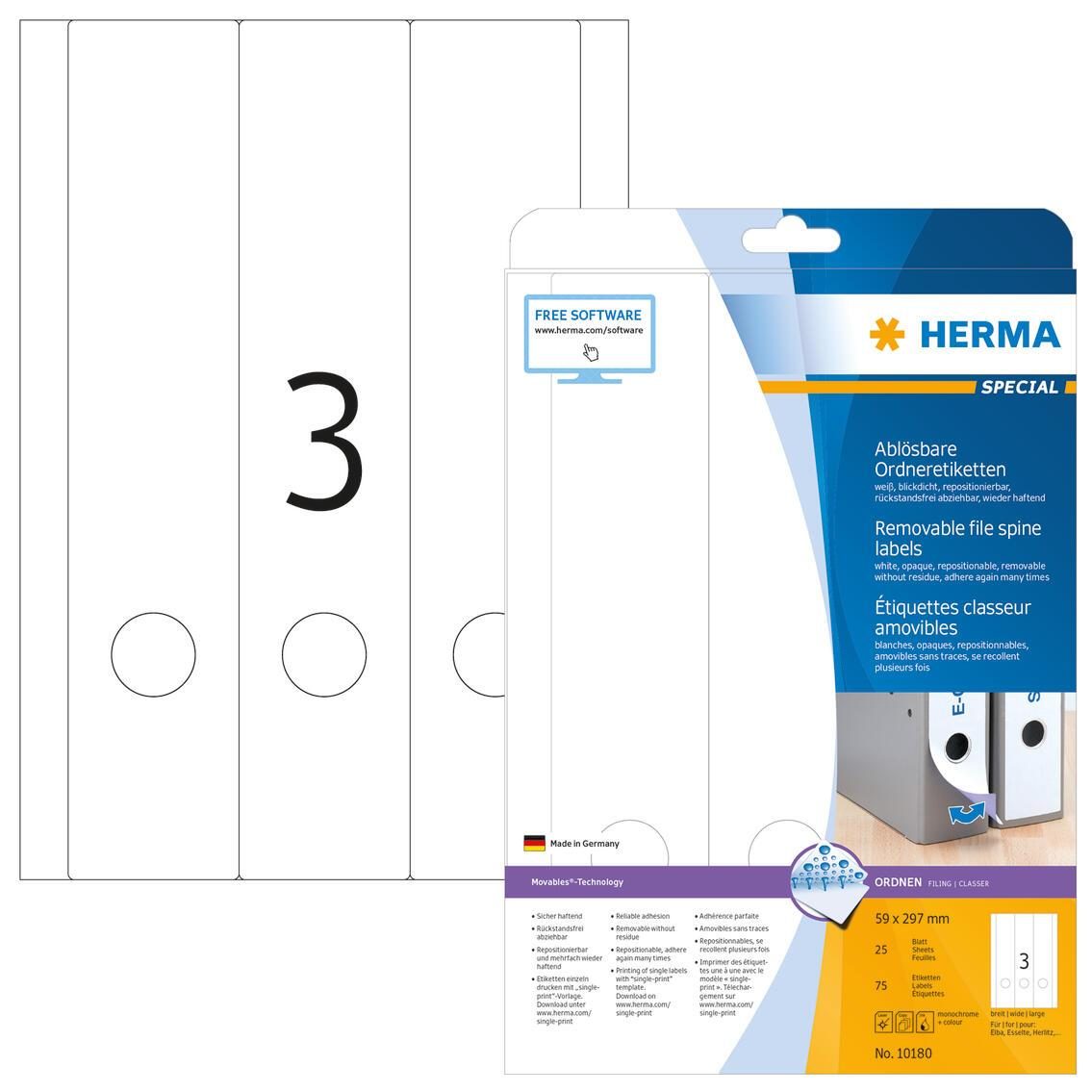 HERMA Ordneretiketten 59,0 x 297,0 mm weiß HERMA Ordneretiketten 59,0 x 297,0 mm weiß von HERMA