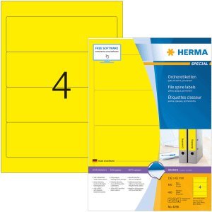 HERMA Ordneretiketten gelb 192x61mm Special A4 VE=400 Stück von HERMA