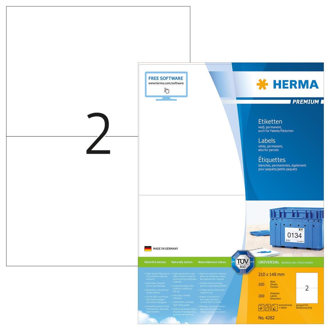 HERMA Etiketten 4282 weiß 210,0 x 148,0 mm HERMA Etiketten 4282 weiß 210,0 x 148,0 mm von HERMA