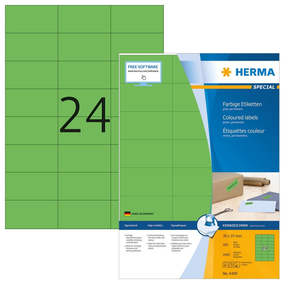 HERMA Etiketten 4409 grün 70,0 x 37,0 mm HERMA Etiketten 4409 grün 70,0 x 37,0 mm von HERMA