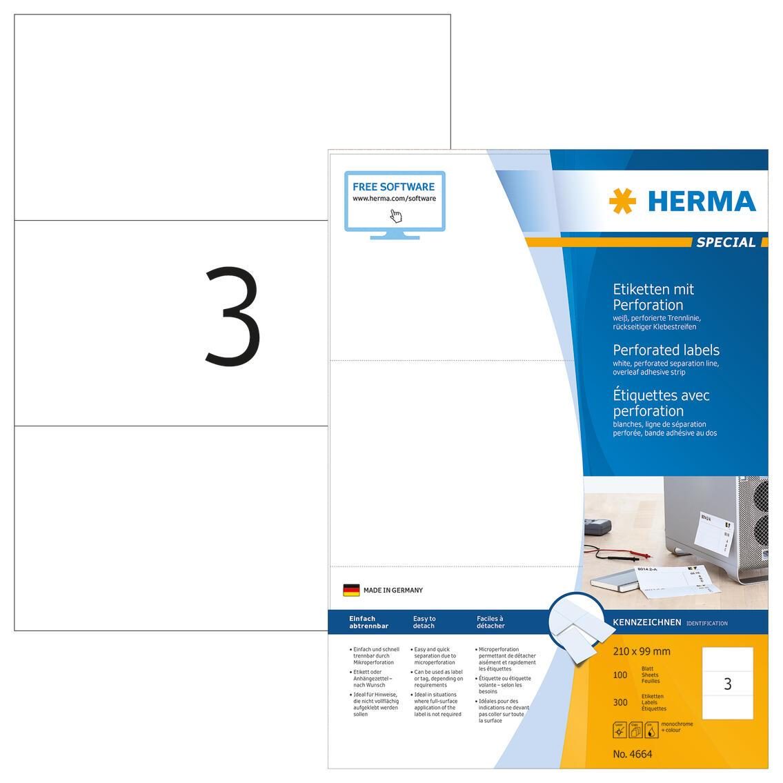 HERMA Etiketten 4664 weiß 210,0 x 99,0 mm HERMA Etiketten 4664 weiß 210,0 x 99,0 mm von HERMA