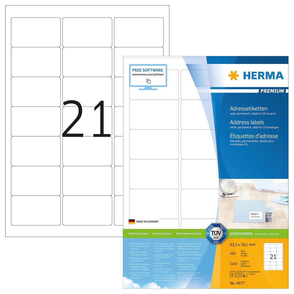 HERMA Universaletiketten 4677 63,5 x 38,1 mm weiß von HERMA