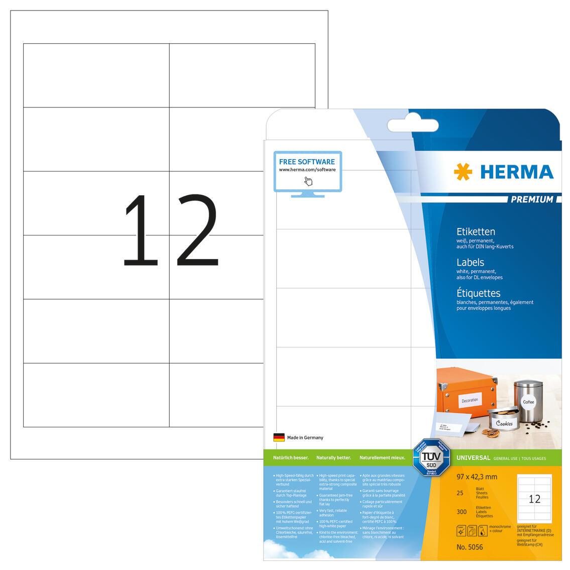 HERMA Etiketten 5056 weiß 97,0 x 42,3 mm HERMA Etiketten 5056 weiß 97,0 x 42,3 mm von HERMA