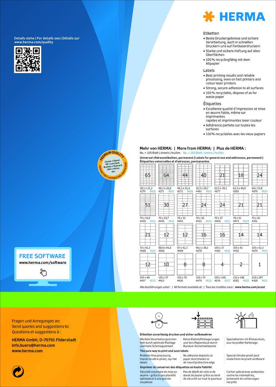 HERMA Universaletiketten 8690 148,5 x 205,0 mm weiß von HERMA