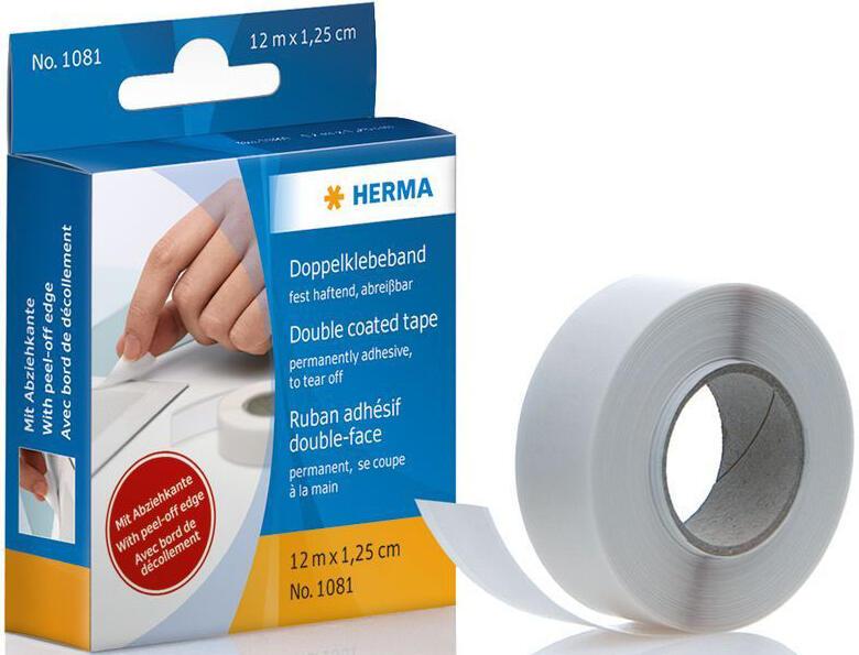 HERMA doppelseitiges Klebeband 12 mm x 12 m weiß von HERMA