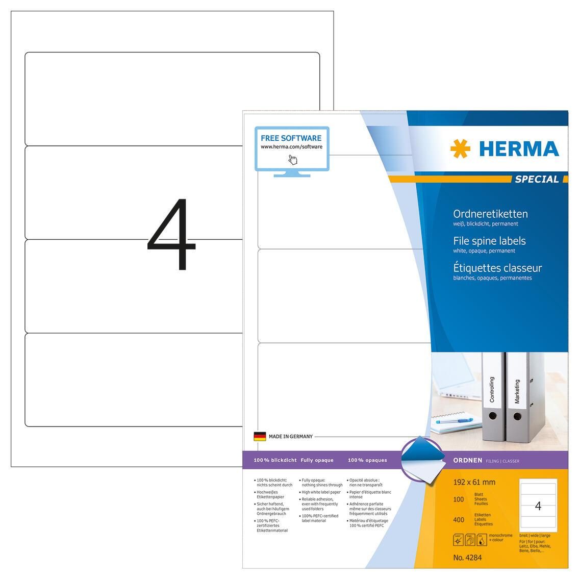 HERMA Ordneretiketten 61,0 x 192,0 mm weiß HERMA Ordneretiketten 61,0 x 192,0 mm weiß von HERMA