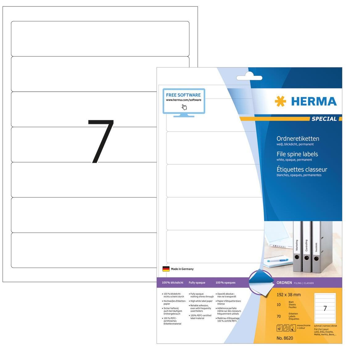 HERMA Ordneretiketten 38,0 x 192,0 mm weiß HERMA Ordneretiketten 38,0 x 192,0 mm weiß von HERMA