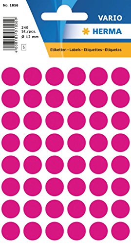 Vielzwecketikett/Farbpunkt, 13mm ø, 48 Etiketten pro Blatt, pink von HERMA