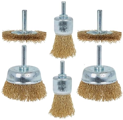 HERO Drahtbürsten Satz 6-Teilig Schleifbürsten Set Stahldraht vermessingt Topfbürste Pinselbürste Scheibenbürste Rundschaft 6mm Dratbürstenaufsatz Drahtbürste für Bohrmaschine Akkuschrauber 25mm/50mm HERO Drahtbürsten Satz 6-Teilig Schleifbürsten Set Stahldraht vermessingt Topfbürste Pinselbürste Scheibenbürste Rundschaft 6mm Dratbürstenaufsatz Drahtbürste für Bohrmaschine Akkuschrauber 25mm/50mm von HERO PROFIWERKZEUG