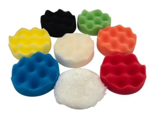 HERO Polierschwamm Set 8 Stück Auto Polierpads Schleifpad 80mm Polieraufsatz Winkelschleifer Akkuschrauber Politur Polierfell Polierset Polierscheibe für Bohrmaschine Polieren Schleifen Wachsen KFZ von HERO PROFIWERKZEUG