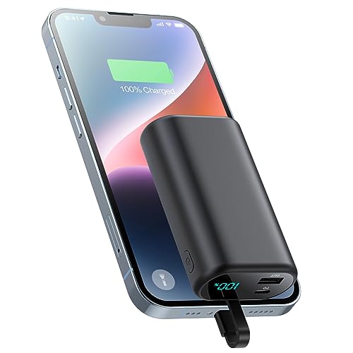 HETP Power Bank für iPhone 10800mAh mit Eingebautem Kabel, PD 3.0A Schnelllade-Powerbank, LCD-Display-Akkupack Externer Akku Kompatibel mit iPhone 14 Pro Max/14/13/13 Pro/12/11/XS/XR/X/8 Plus/SE usw. von HETP