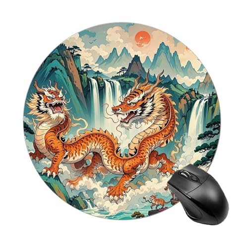 Rundes Gaming-Mauspad mit überlegenem Lycra-Tuch, Longhu, Bergwasserfall, China-Mauspad, rutschfestes Mauspad, Computer-Mauspad, wasserbeständig, Tastaturmatte für Gamer, Büro, Dekoration Rundes Gaming-Mauspad mit überlegenem Lycra-Tuch, Longhu, Bergwasserfall, China-Mauspad, rutschfestes Mauspad, Computer-Mauspad, wasserbeständig, Tastaturmatte für Gamer, Büro, Dekoration von HETVBNS