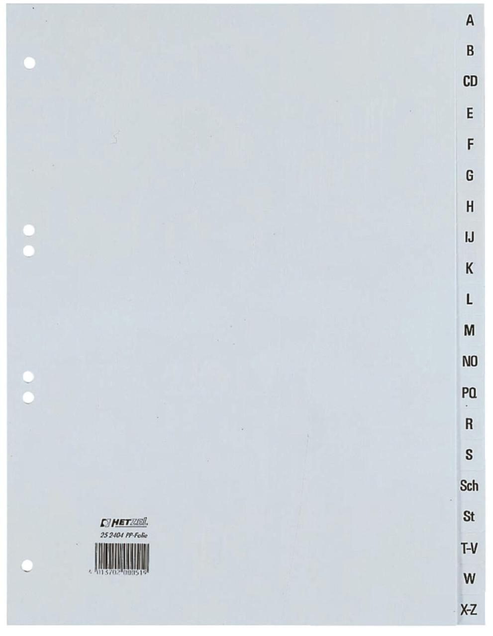 HETZEL Ordnerregister Vollformat A-Z DIN A4 HETZEL Ordnerregister Vollformat A-Z DIN A4 von HETZEL