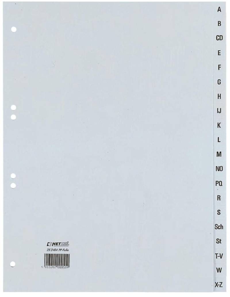 HETZEL Ordnerregister Vollformat A-Z DIN A4 von HETZEL