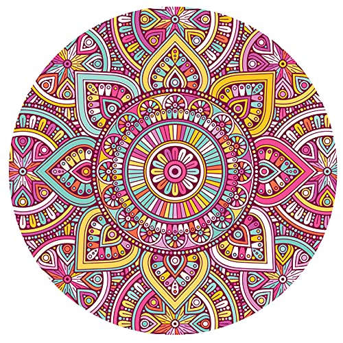 HEVITDA Mauspad, rosa Mandala Mousepad, rutschfeste Gummiunterseite, Mauspad mit genähtem Rand, Gaming runde Mauspads, wasserdichtes Büro-Mauspad, kleine Größe 19 x 20 cm von HEVITDA