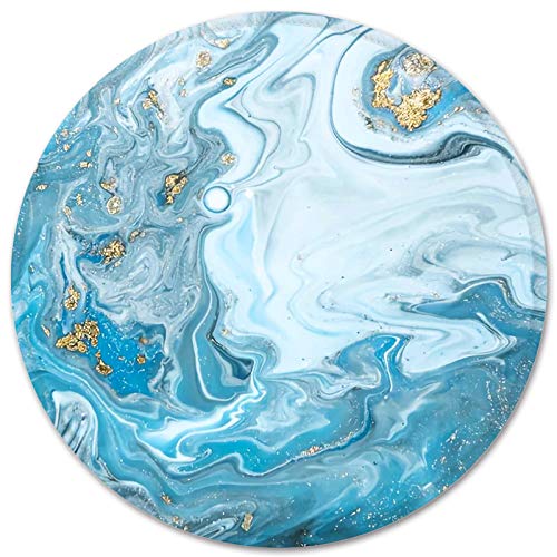 HEVITDA Mauspad, rutschfeste Gummi-Basis, Mauspad mit genähtem Rand, Gaming runde Mauspads, wasserdichtes Büro-Mauspad, kleine Größe 7,87 x 7,87 Zoll (Blau Gold Marmor) von HEVITDA