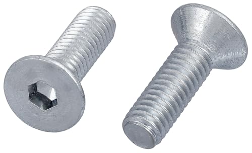 HEXATON Senkkopfschrauben mit Innensechskant Vollgewinde M6 x 12 mm 100 Stück Stahl Verzinkt Schrauben mit Senkkopf Senkschrauben Maschinenschrauben Metrisches Regelgewinde von HEXATON
