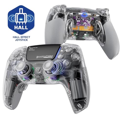 HEXGAMING PHANTOM Pro Wireless Gaming Controller für ps5/PC/Mobile, Upgrade Remap Paddles & Instant Triggers & 8 Swap Joysticks, Elite Gamepad mit Hall-Effekt Stick Modul Edition-Transparent HEXGAMING PHANTOM Pro Wireless Gaming Controller für ps5/PC/Mobile, Upgrade Remap Paddles & Instant Triggers & 8 Swap Joysticks, Elite Gamepad mit Hall-Effekt Stick Modul Edition-Transparent von HEXGAMING
