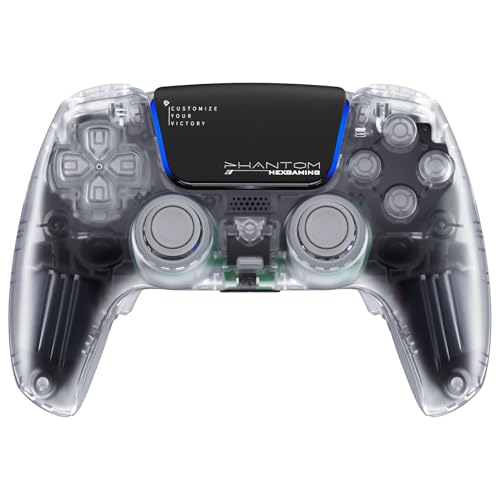 HEXGAMING PHANTOM Pro Wireless Gaming Controller für ps5/PC/Mobile, Upgrade Remap Paddles & Instant Triggers & 8 Swap Joysticks, Elite Gamepad mit Hall-Effekt Stick Modul Edition-Transparent HEXGAMING PHANTOM Pro Wireless Gaming Controller für ps5/PC/Mobile, Upgrade Remap Paddles & Instant Triggers & 8 Swap Joysticks, Elite Gamepad mit Hall-Effekt Stick Modul Edition-Transparent von HEXGAMING