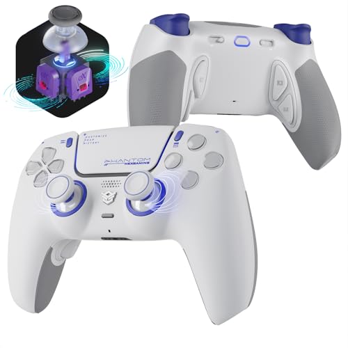 HEXGAMING PHANTOM Pro Wireless Gaming Controller für ps5/PC/Mobile, Upgrade Remap Paddles & Instant Triggers & 8 Swap Joysticks, Elite Gamepad mit Hall-Effekt Stick Modul Edition-Weiß HEXGAMING PHANTOM Pro Wireless Gaming Controller für ps5/PC/Mobile, Upgrade Remap Paddles & Instant Triggers & 8 Swap Joysticks, Elite Gamepad mit Hall-Effekt Stick Modul Edition-Weiß von HEXGAMING