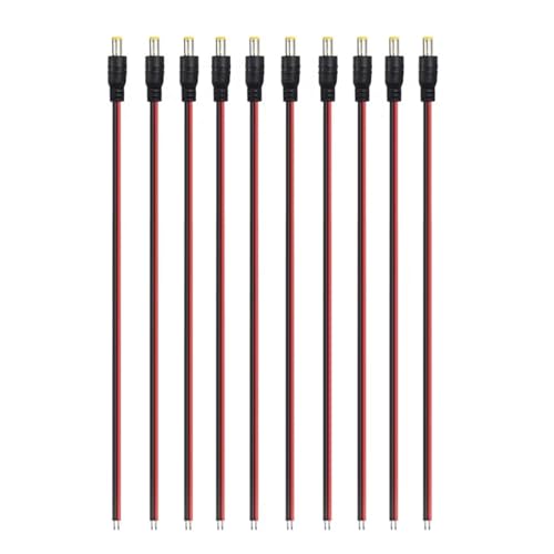 10 STÜCKE 12 V DC-Anschlüsse Männlich Weiblich Klinkenkabel Drahtleitung Adapterstecker Netzteil 5,5 X 2,1 mm for Streifenlicht(10 Male) von HEXHUASR