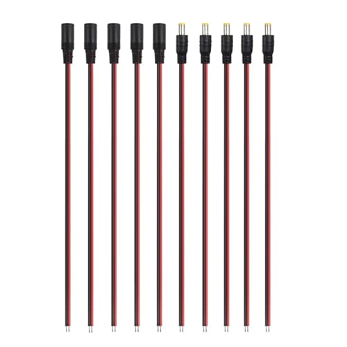 10 STÜCKE 12 V DC-Anschlüsse Männlich Weiblich Klinkenkabel Drahtleitung Adapterstecker Netzteil 5,5 X 2,1 mm for Streifenlicht(5 Female 5 Male) von HEXHUASR