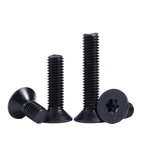 10 Stück M3 M4 M5 M6 M8 M10 Klasse 10.8 Schwarzer legierter Stahl Senkkopf Innenpflaumenblüte Schraube Flachkopf Diebstahlsicherung(M3x6mm-10PCS) von HEXHUASR