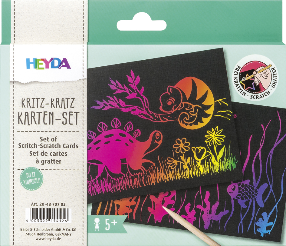 HEYDA Kritz-Kratz Karten-Set, 210 g/qm, 176 x 125 mm von HEYDA