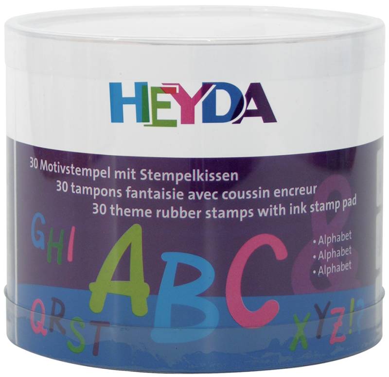 HEYDA Motivstempel-Set , Alphabet, , Klarsicht-Runddose von HEYDA