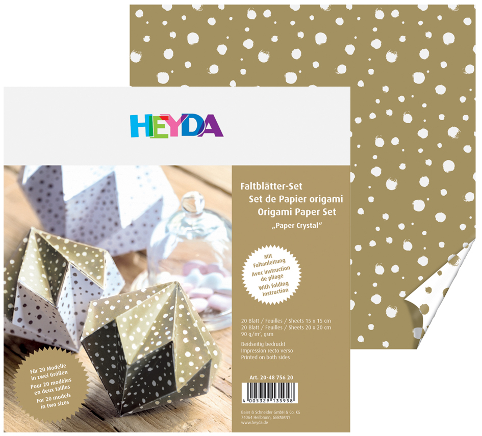 HEYDA Origami Faltblätter , Crystal, , weiß/gold von HEYDA