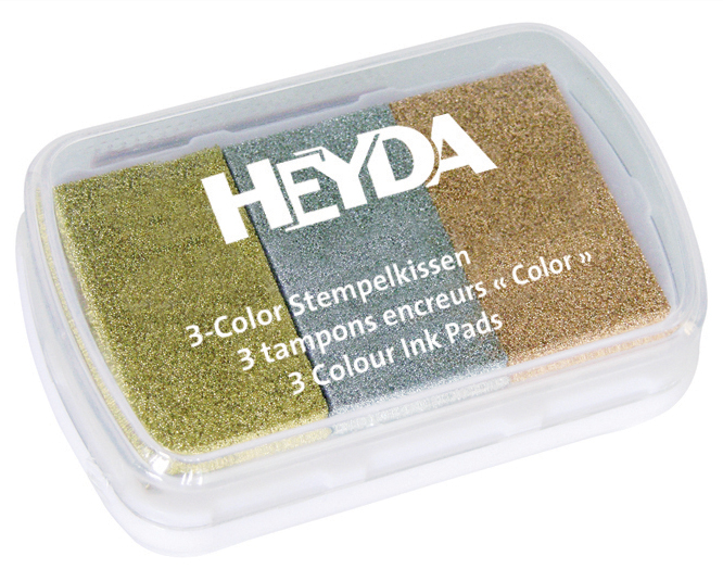 HEYDA Stempelkissen 3-Color, gold/silber/kupfer von HEYDA
