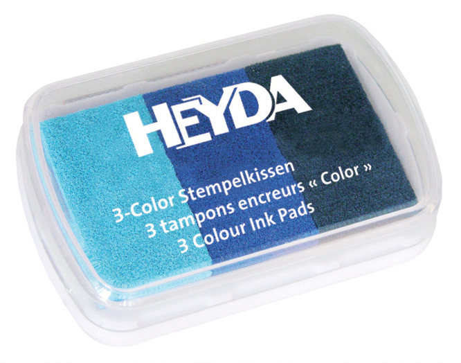 HEYDA Stempelkissen 3-Color, hellblau/mittelblau/dunkelblau von HEYDA