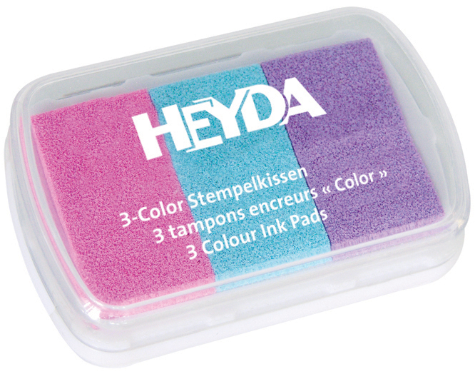 HEYDA Stempelkissen 3-Color, rosa/hellblau/flieder von HEYDA
