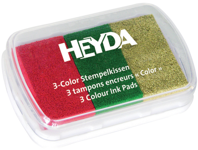 HEYDA Stempelkissen 3-Color, rot/dunkelgrün/gold von HEYDA