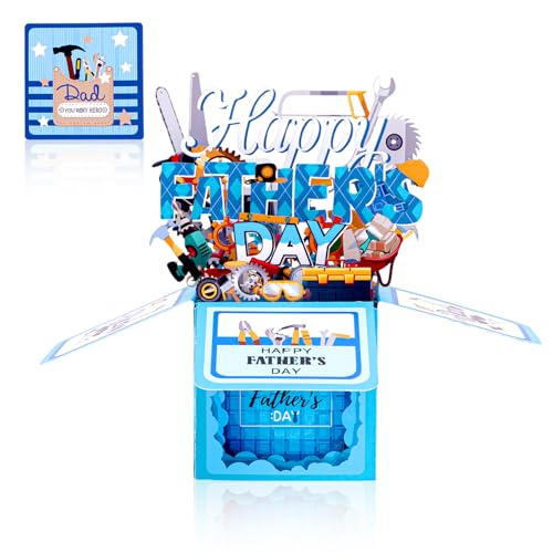 HEYINSHEN 3D-Pop-Up-Vatertagskarte "Happy Father's Day", Pop-Up-Karte mit Umschlag, Happy Father's Day, 3D-Grußkarte, beste Geschenke für Männer, Ehemann, Vater, Hardware-Werkzeugkasten HEYINSHEN 3D-Pop-Up-Vatertagskarte "Happy Father's Day", Pop-Up-Karte mit Umschlag, Happy Father's Day, 3D-Grußkarte, beste Geschenke für Männer, Ehemann, Vater, Hardware-Werkzeugkasten von HEYINSHEN