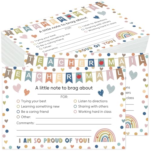 HEYINSHEN 50 Stück Lehrer-Postkarten für Eltern, Boho, Regenbogen-Lehrer, Postkarte für Eltern, Klassenzimmer, gutes Verhalten, Anreizkarten, Postkarte zum Senden nach Hause, motivierende Postkarten HEYINSHEN 50 Stück Lehrer-Postkarten für Eltern, Boho, Regenbogen-Lehrer, Postkarte für Eltern, Klassenzimmer, gutes Verhalten, Anreizkarten, Postkarte zum Senden nach Hause, motivierende Postkarten von HEYINSHEN