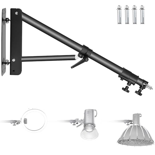 Dreieck Wandmontage Auslegerarm, Dreieck Wandmontage Boom Arm Lichtstativ, Fotografie Wandmontage Ausleger Arm,180 Grad Rotation, 90-180cm Einstellbare Länge für Fotografie Fotostudio von HEYOUTH