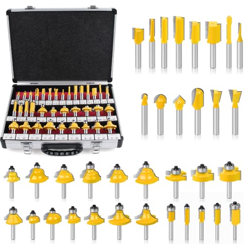 Fräser Set,Schaft Oberfräser,Oberfräse Fräser Set,35-teiliges Oberfräser Set,Legierter Stahl,mit Aufbewahrungsbox und 1/4 Zoll Schaft für Oberfräse Holzschneider Set Nutfräser Profilfräser (Gelb) Fräser Set,Schaft Oberfräser,Oberfräse Fräser Set,35-teiliges Oberfräser Set,Legierter Stahl,mit Aufbewahrungsbox und 1/4 Zoll Schaft für Oberfräse Holzschneider Set Nutfräser Profilfräser (Gelb) von HEYOUTH