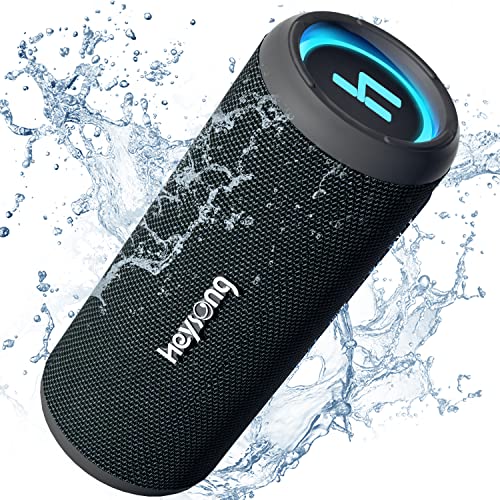 HEYSONG Bluetooth Lautsprecher, Musikbox Tragbarer Kabellos mit Licht, Wasserschutz Boxen und 360° Surround Sound, Dualen Bass-Treibern, TF Karte, USB Stick, Pool, Home, Garten Zubehör von HEYSONG