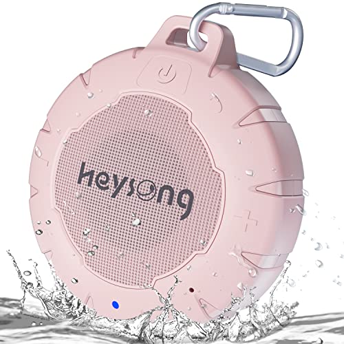 HEYSONG Bluetooth Lautsprecher Wasserdicht Dusche, Mini Drahtloser Lautsprecher Box Outdoor Musikbox Stereo Surround Sound Tragbarer, Freisprechfunktion, Kompakter Soundbox für Kajak, Camping-Rosa von HEYSONG