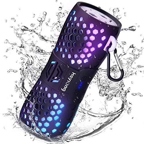 HEYSONG Bluetooth Lautsprecher mit Licht, Tragbarer Musikbox Kabellos Bluetooth Box mit IPX7 Wasserdicht, Kraftvollen Stereo Sound mit Freisprechfunktion für Hause, Freien, Reisen, Outdoor-freundlich von HEYSONG